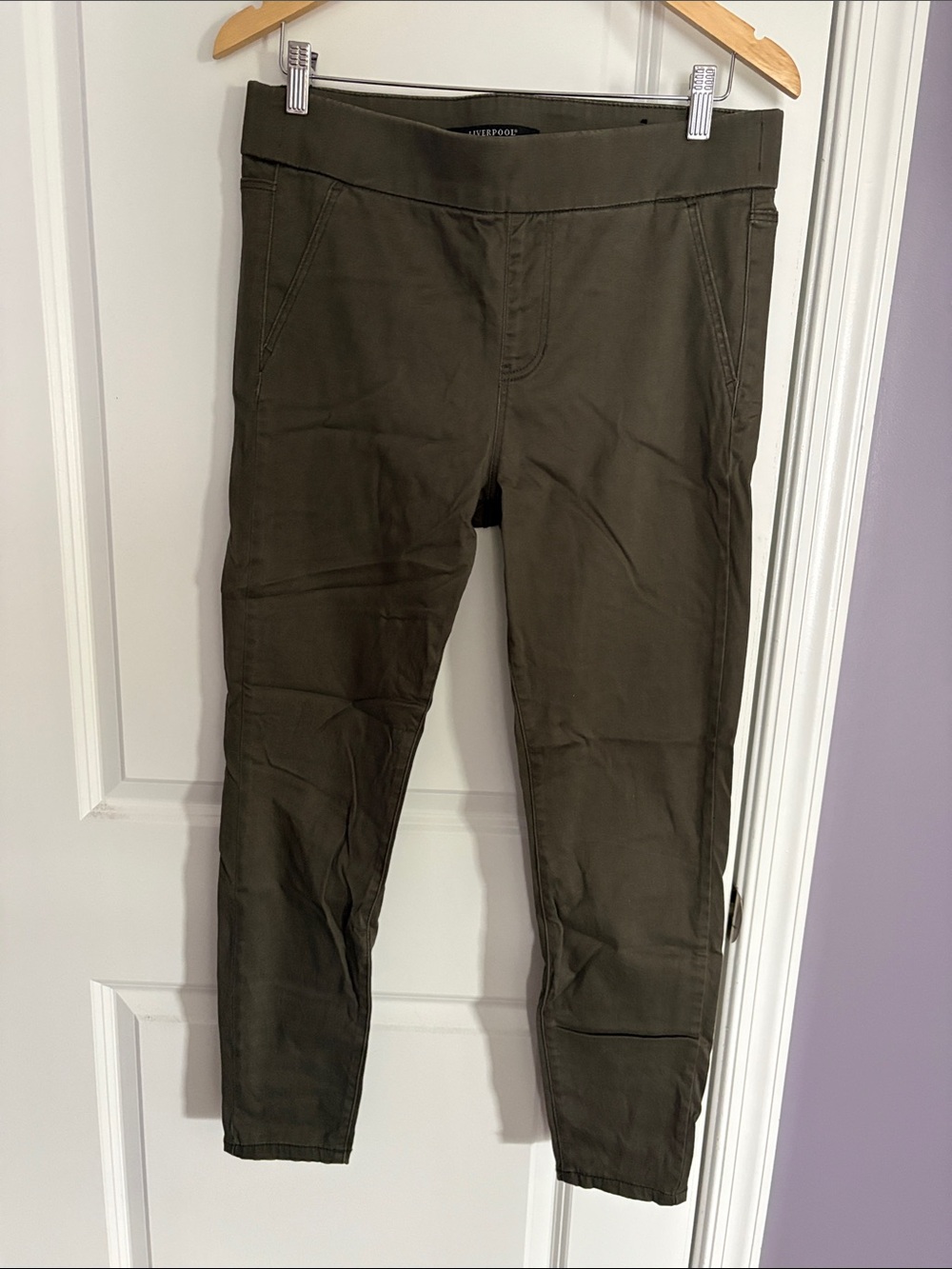 Liverpool Olive Green Straight Leg Pants